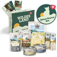 Produktbild von Wildes Land Kitten Starter Box mit Huhn, Thunfisch, Ente und Lachs getreidefrei und glutenfrei