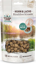 Wildes Land Knabberkissen Huhn und Lachs Leckerli für Katzen 50 g - 12 x 50 g – Bild 1 von 2
