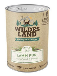 Produktbild von Wildes Land Lamm PUR Hundefutter Nassfutter mit Distelöl und Wildkräutern getreidefrei 6 x 400 g - 6 x 400 g