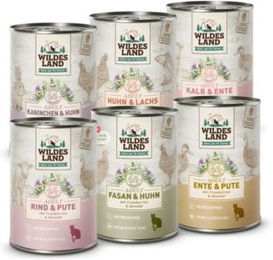 Wildes Land Nassfutter Mixpaket Classic Adult Getreidefrei mit hohem Fleischanteil 6 x 400 g - 6 x 400 g – Bild 1 von 2