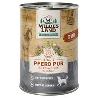 Produktbild von Wildes Land Pferd PUR Adult mit Distelöl Stückchen in Sauce 6 x 400 g - 6 x 400 g
