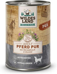 Wildes Land Pferd Pur mit Distelöl hypoallergenes und getreidefreies Nassfutter für Pferde Adult 6x400g – Bild 1 von 2