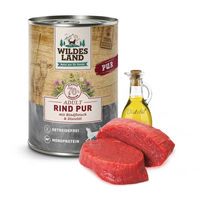 Produktbild von Wildes Land PUR Adult Hundefutter Rind mit Distelöl Stückchen in Sauce 6 x 400 g - 6 x 400 g
