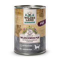Produktbild von Wildes Land PUR Adult Hundefutter Wildschwein mit Distelöl Stückchen in Sauce 6 x 400 g Dose - 6 x 400 g