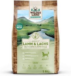 Wildes Land Trockenfutter für Hunde Adult Lamm & Lachs mit Kartoffel Getreidefrei 1 kg - 4 x 1 kg – Bild 1 von 5