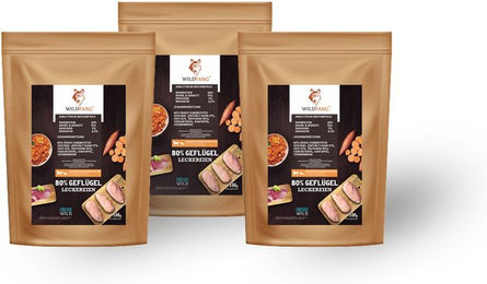 Wildfang Belohnungssnack Geflügel getreidefrei mit hohem Fleischanteil 3 x 70 g - 3 x 70 g – Bild 1 von 4