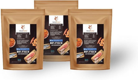 Wildfang Belohnungssnacks mit 80 % Fisch Lachs und Forelle getreidefrei 3x70 g - 3 x 70 g – Bild 1 von 3