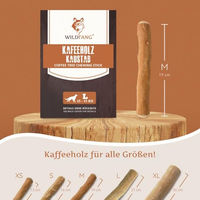 Produktbild von Wildfang Kaffeeholz Kausnack für Hunde und Welpen zur Zahnpflege, vegane Kausticks für mittlere Rassen - 30 g