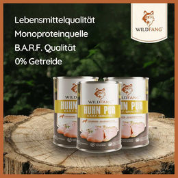 Wildfang Nassfutter Huhn pur BARF Alleinfuttermittel für erwachsene Hunde getreidefrei monoprotein 400 g - 6 x 400 g – Bild 1 von 5