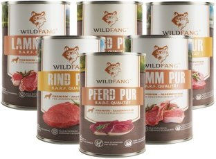 Wildfang Nassfutter Mix für Adult mit hohem Fleischanteil Rind Lamm Pferd 6 x 400g – Bild 1 von 2