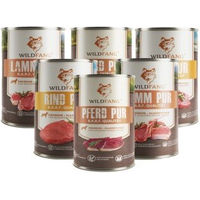 Produktbild von Wildfang Nassfutter Mix für Adult mit hohem Fleischanteil Rind Lamm Pferd 6 x 400g