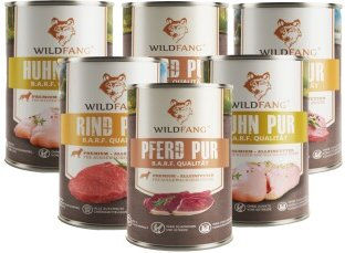 Wildfang Nassfutter Mix für Adult mit hohem Fleischanteil Rind und Huhn 6 x 800g Dosen – Bild 1 von 3