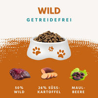 Produktbild von Wildfang Trockenfutter für Hunde Adult Wild und Lachs Getreidefrei 12kg - 12 kg