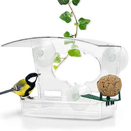 WILDLIFE FRIEND 3-in-1 Fenster Futterhaus Transparent und Wetterfest aus Kunststoff mit Meisenknödelhalter Obsthalter und Vogeltränke – Bild 1 von 13