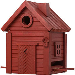 Wildlife Garden WG1125 Multiholk Kombiniertes Vogelfutterhaus und Nistkasten aus Holz in Rot – Bild 1 von 3