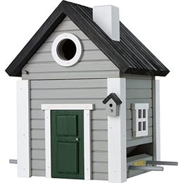 Wildlife Garden WG119 Multiholk Vogelhaus aus Holz als kombinierter Futtertisch und Nistkasten in Grau – Bild 1 von 5