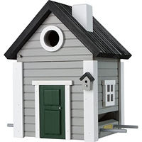 Produktbild von Wildlife Garden WG119 Multiholk Vogelhaus aus Holz als kombinierter Futtertisch und Nistkasten in Grau