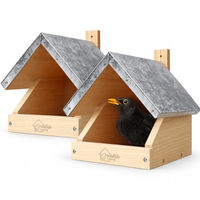 Produktbild von WILDLIFE HOME Amsel Nistkasten 2er Set aus massivem Holz mit Metalldach für Halbhöhlenbrüter