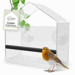 WILDLIFE HOME Birdy Fenster-Futterhaus für Vögel aus transparentem Kunststoff mit Saugnapf-Befestigung – Bild 1 von 13