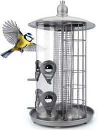 WILDLIFE HOME Deluxe 3-in-1 Futterspender Futtersäule aus Metall in Transparent und Silber – Bild 1 von 3