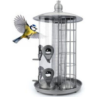 Produktbild von WILDLIFE HOME Deluxe 3-in-1 Futterspender Futtersäule aus Metall in Transparent und Silber