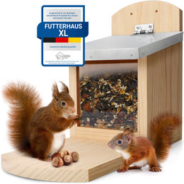 Produktbild von WILDLIFE HOME Eichhörnchen-Futterhaus XL aus Holz mit Metalldach