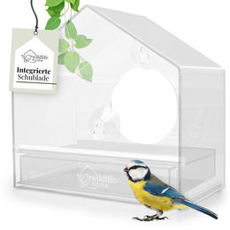 WILDLIFE HOME Fenster-Futterhaus Clever Transparent mit herausnehmbarer Futterkassette und Saugnäpfen für Wildvögel – Bild 1 von 13
