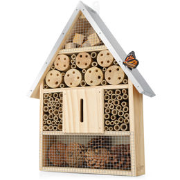 WILDLIFE HOME Insektenhotel aus Naturholz mit Metalldach in Braun Größe L – Bild 1 von 7