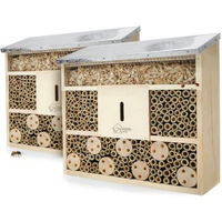 Produktbild von WILDLIFE HOME Insektenhotel Wildbienen-Villa aus Naturholz mit Metalldach 2er Set