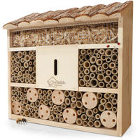 Produktbild von WILDLIFE HOME Insektenhotel Wildbienen-Villa aus unbehandeltem Naturholz mit Rindendach Größe XS