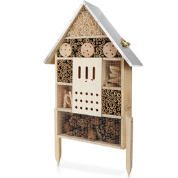 WILDLIFE HOME Insektenhotel XXL stehend aus Holz mit Metalldach in Braun – Bild 1 von 8