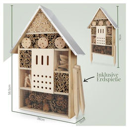 WILDLIFE HOME Insektenhotel XXL stehend aus Naturholz 2er Set mit Metalldach und Standfuß 79 cm – Bild 1 von 6