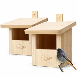 WILDLIFE HOME Nistkasten Halbhöhle aus Holz für Rotkehlchen und Rotschwänzchen 2er Set – Bild 1 von 10