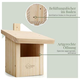WILDLIFE HOME Nistkasten Halbhöhle für Rotkehlchen aus Holz in Natur Braun – Bild 1 von 4