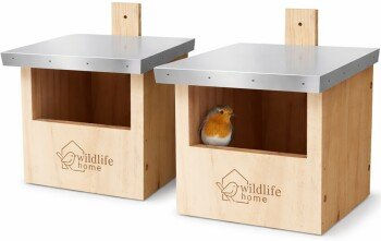 WILDLIFE HOME Rotkehlchen-Nistkasten aus Holz für Wildvögel 2er Set – Bild 1 von 3