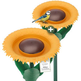 WILDLIFE HOME Trink- und Futterblume Bodenfutterstation für Wildvögel 2er Set Gelb aus Kunststoff – Bild 1 von 4