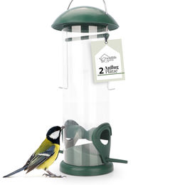 WILDLIFE HOME Vogelfuttersäule aus Kunststoff für Körnerfutter 20 cm transparent grün - 20 cm – Bild 1 von 13