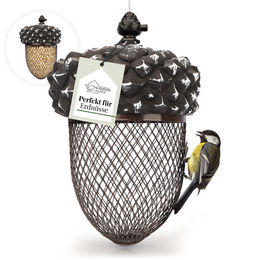 WILDLIFE HOME Vogelfutterspender Eichelform als Futtersäule aus Metall in Braun – Bild 1 von 7