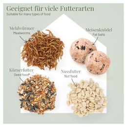 WILDLIFE HOME Vogelhaus Futterstation aus Metall mit Vogeltränke und Futterteller Schwarz – Bild 1 von 5