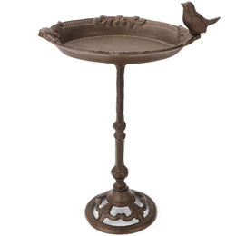WILDLIFE HOME Vogeltränke aus Metall mit Standfuß und Ornamenten in Braun – Bild 1 von 7