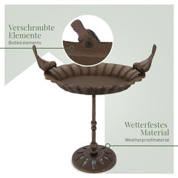 WILDLIFE HOME Vogeltränke stehend aus Metall in Braun mit Standfuß 41cm hoch – Bild 1 von 7