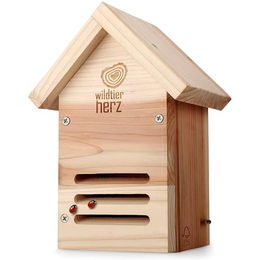 wildtier herz Marienkäferhaus aus wetterfestem und unbehandeltem Massiv-Holz FSC Natur Insektenhotel - 1 Stk. – Bild 1 von 8