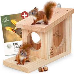wildtier liebe Eichhörnchenhaus aus FSC-zertifiziertem Naturholz als wetterfestes Eichhörnchenkobel und Spielhaus – Bild 1 von 13