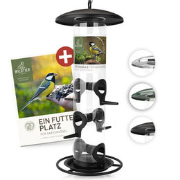 Wildtier Liebe Futtersäule für Wildvögel aus Metall 35cm Schwarz Transparent - 35 cm – Bild 1 von 3