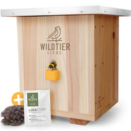 Wildtier Liebe Hummelhaus Insektenhotel aus FSC-Holz mit Metalldach und Nistmaterial – Bild 1 von 7