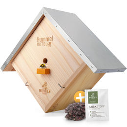 wildtier liebe Hummelhotel aus Massivholz zum Aufhängen mit Nistmaterial – Bild 1 von 6