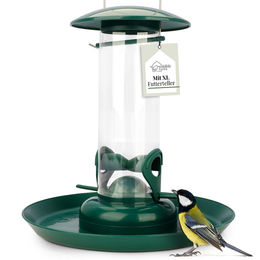 Wildtier Liebe Körner Futtersäule XL mit Futterteller Grün aus Kunststoff für Vögel – Bild 1 von 5