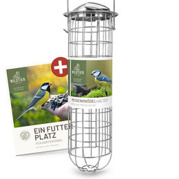 wildtier liebe Meisenknödelhalter aus Edelstahl 31cm Silber Vogelfutterspender Futtersäule – Bild 1 von 6
