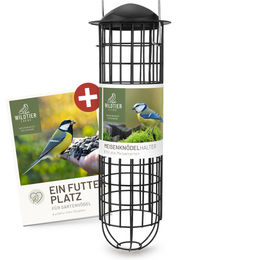 wildtier liebe Meisenknödelhalter Futtersäule aus Metall Schwarz 31cm – Bild 1 von 9