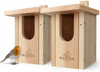 wildtier liebe Rotkehlchen Nistkasten für Wildvögel aus Naturholz 2er Set Braun – Bild 1 von 3